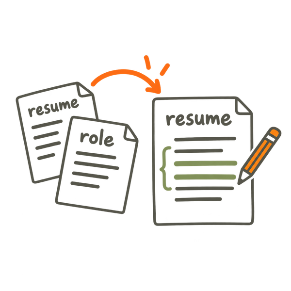 A resume and job description become a tailored resume while preserving existing experience.